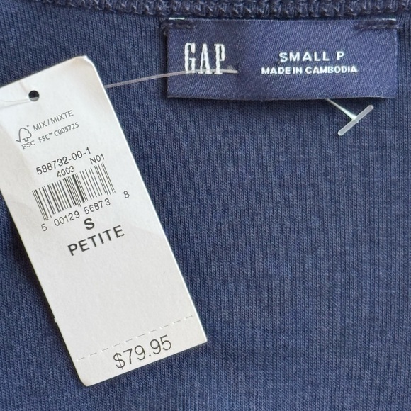 Gap Blue Long Sleeve Fit & Flare Mini Dress - Small Petite NWT - Picture 2 of 6